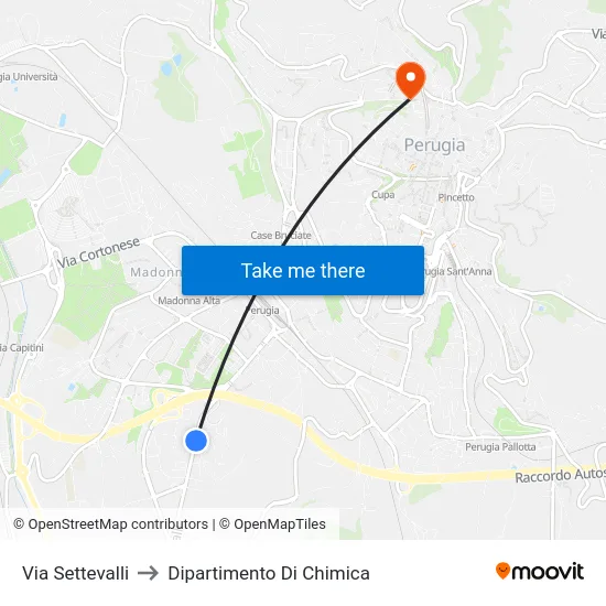 Settevalli Street to Chemistry Department map