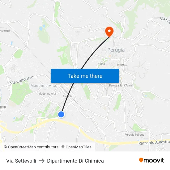 Settevalli Street to Chemistry Department map