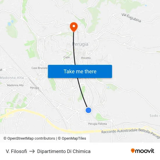 Via Filosofi to Chemistry Department map