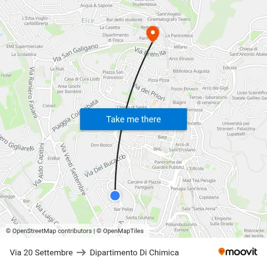 20 Settembre Street to Chemistry Department map