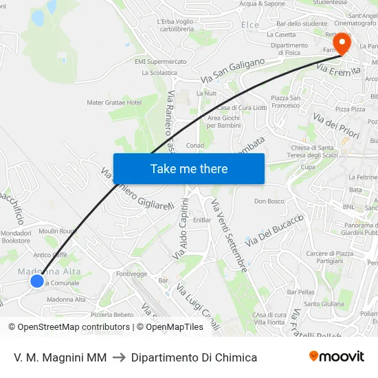 V. M. Magnini MM to Chemistry Department map