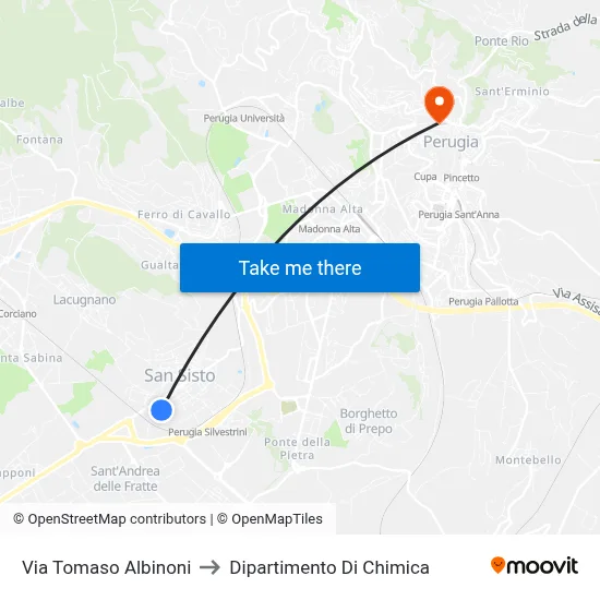 Tomaso Albinoni Street to Chemistry Department map