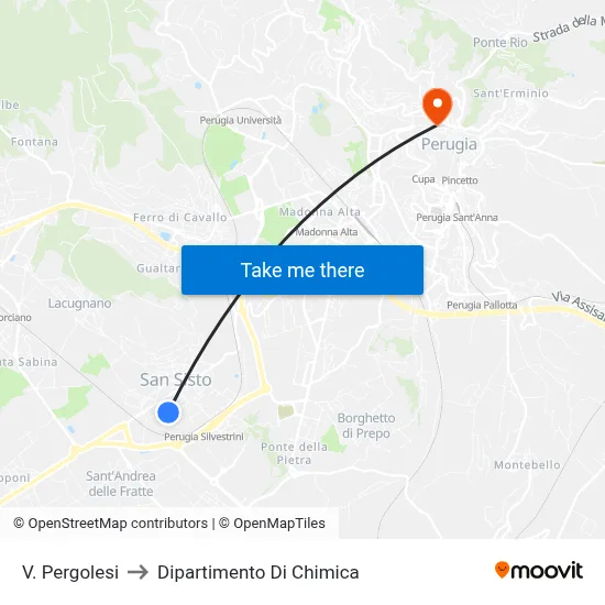 Via Pergolesi to Chemistry Department map