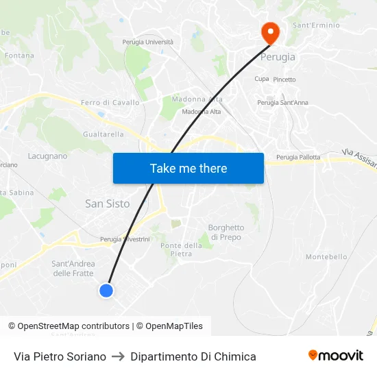 Via Pietro Soriano to Chemistry Department map