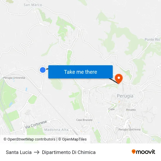 Saint Lucy to Chemistry Department map