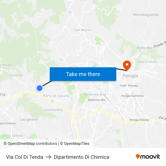 Via Col Di Tenda to Dipartimento Di Chimica map