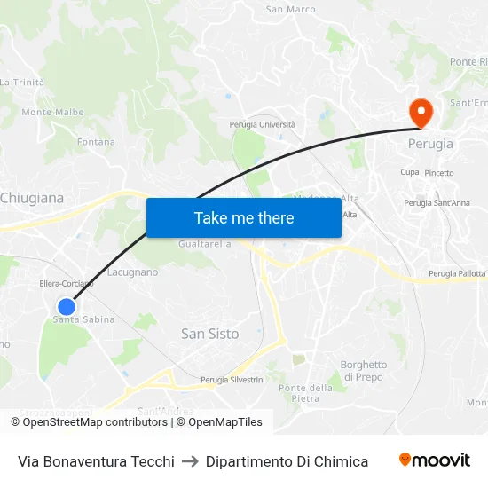 Via Bonaventura Tecchi to Dipartimento Di Chimica map
