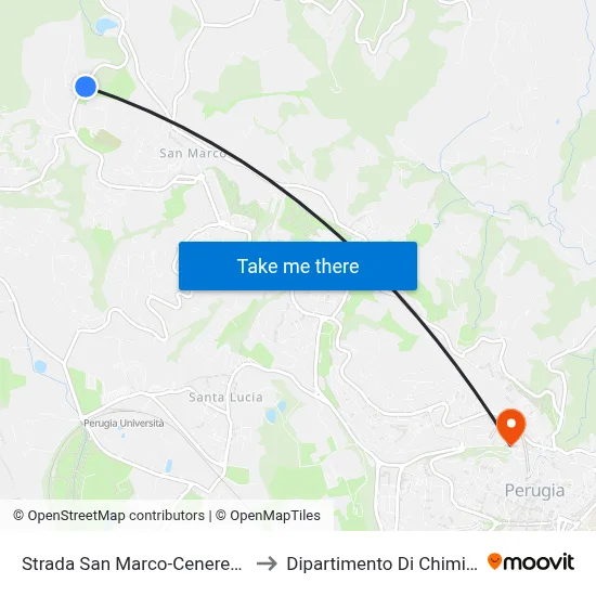 San Marco-Cenerente Road to Chemistry Department map