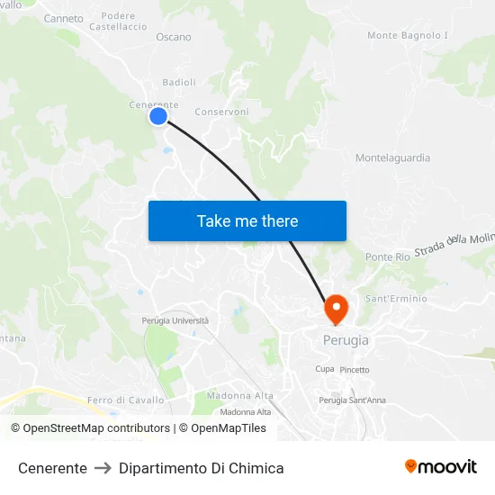 Cenerente to Chemistry Department map