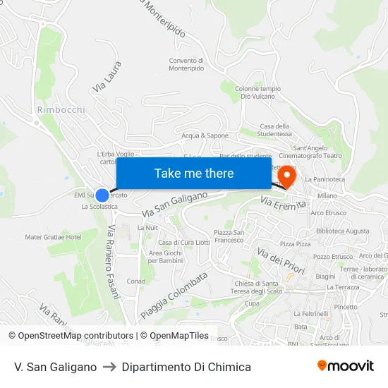 Via San Galigano to Chemistry Department map