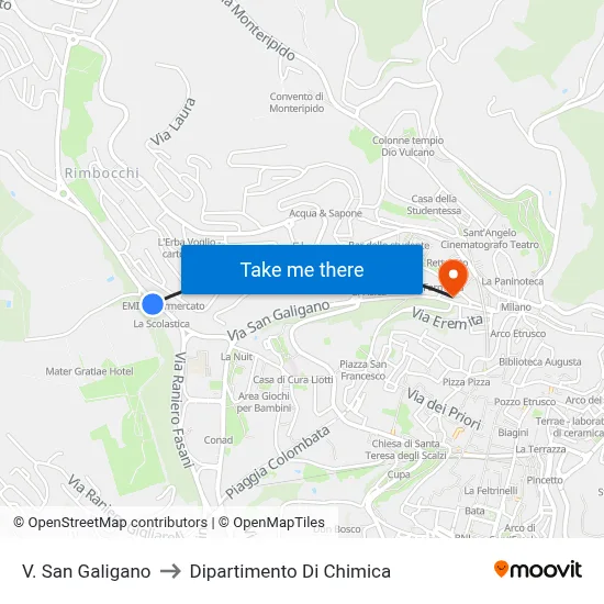 Via San Galigano to Chemistry Department map