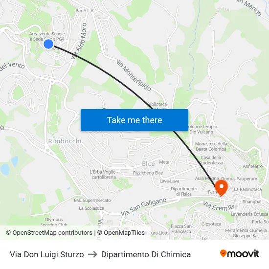 Don Luigi Sturzo Street to Chemistry Department map