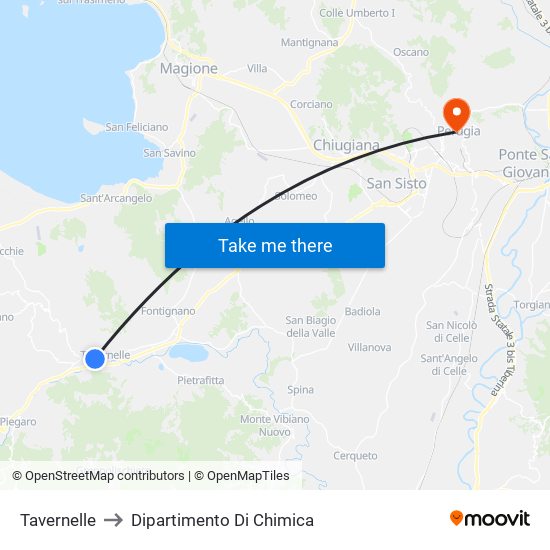 Tavernelle to Dipartimento Di Chimica map