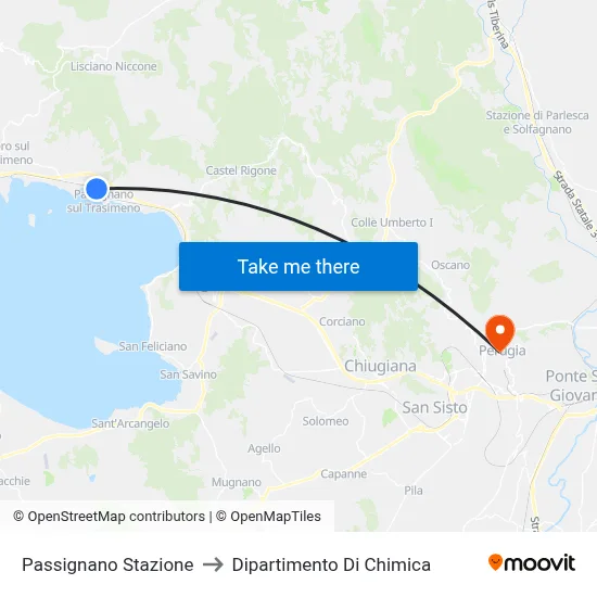 Passignano Stazione to Dipartimento Di Chimica map