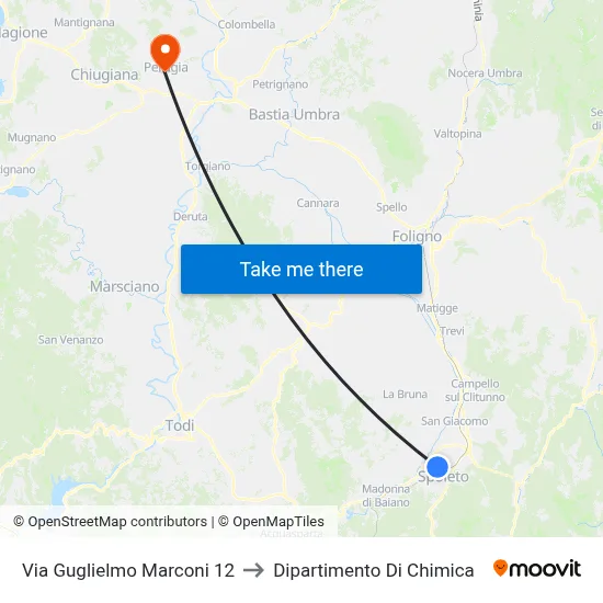 Guglielmo Marconi Street 12 to Chemistry Department map