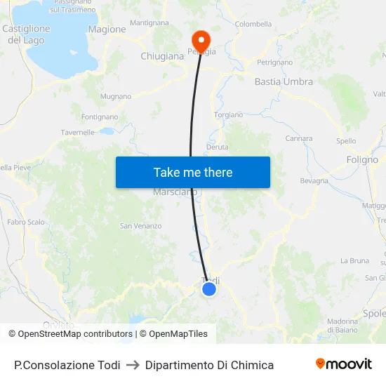 P.Consolazione Todi to Dipartimento Di Chimica map