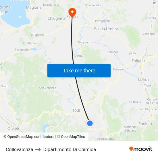 Collevalenza to Chemistry Department map