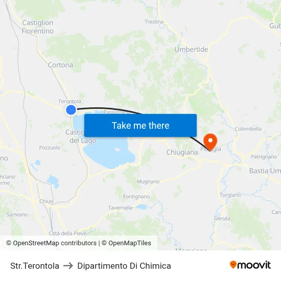 Str.Terontola to Dipartimento Di Chimica map