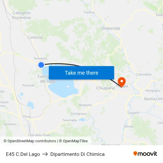E45 Lake to Chemistry Department map
