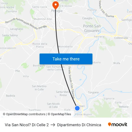 Via San Nicolo Di Celle 2 to Chemistry Department map