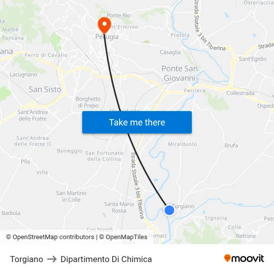 Torgiano to Dipartimento Di Chimica map