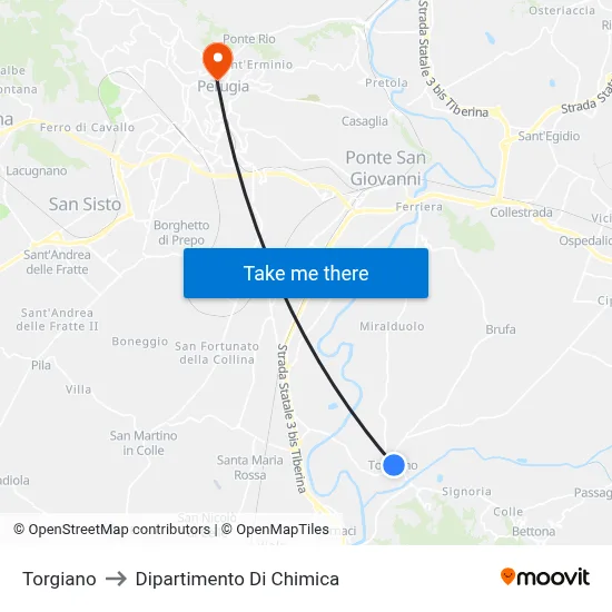 Torgiano to Dipartimento Di Chimica map