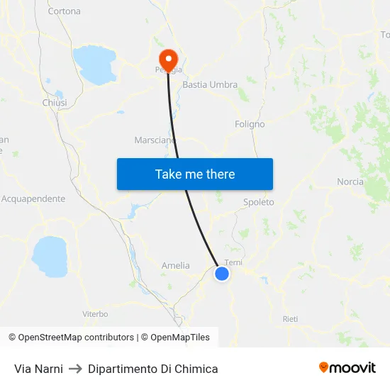 Narni Street to Chemistry Department map