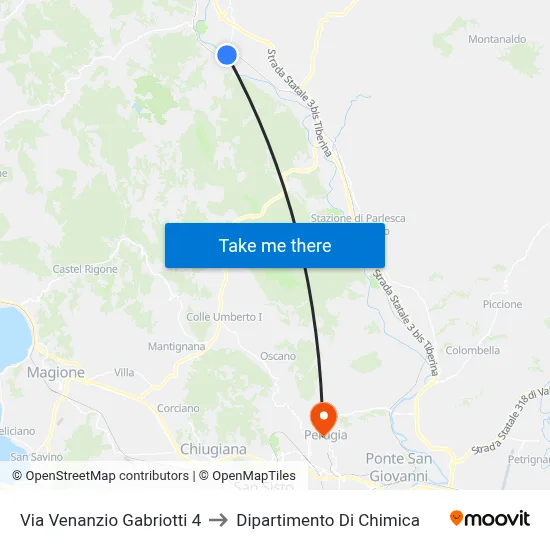 Via Venanzio Gabriotti 4 to Chemistry Department map