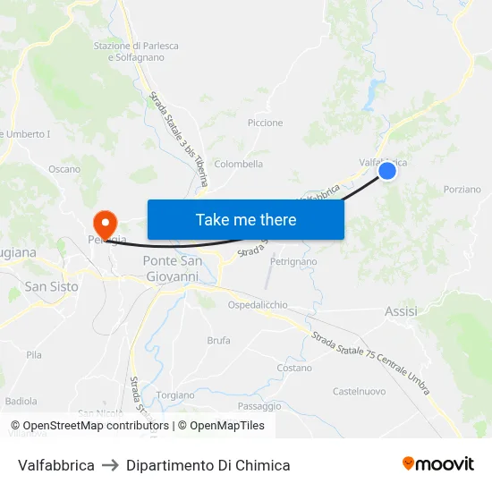 Valfabbrica to Dipartimento Di Chimica map