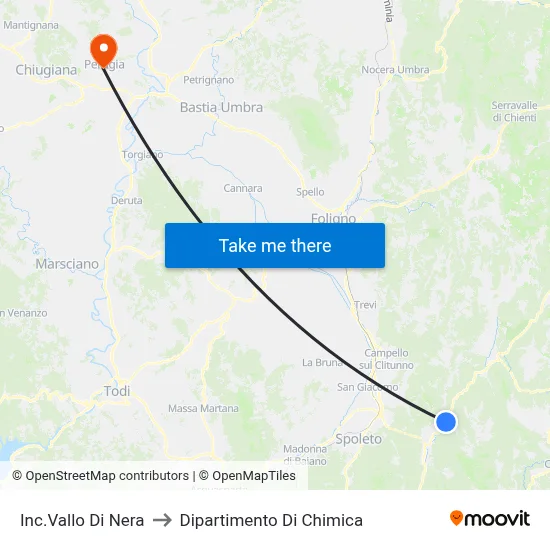 Vallo Di Nera Junction to Chemistry Department map