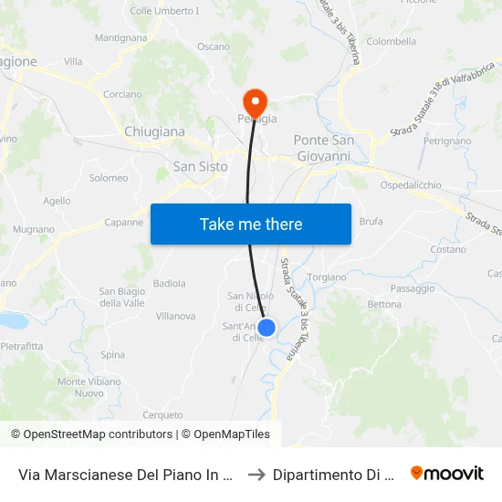 Marscianese Del Piano Road in Sant'Angelo to Chemistry Department map