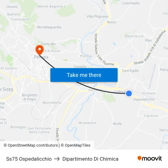 Ss75 Ospedalicchio to Dipartimento Di Chimica map
