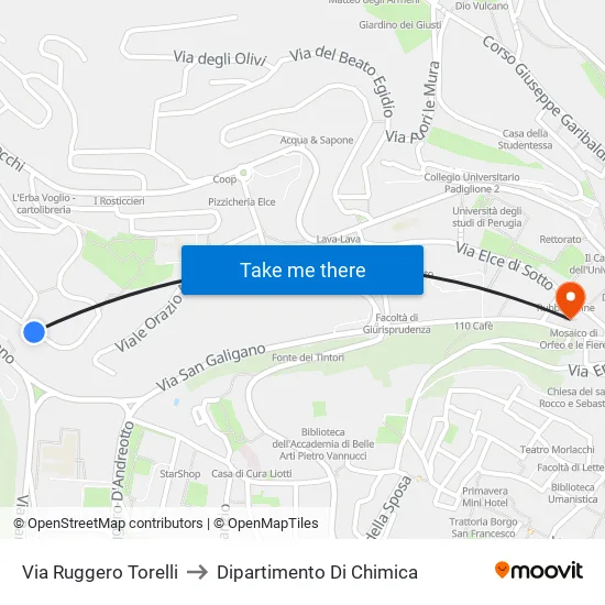 Via Ruggero Torelli to Dipartimento Di Chimica map