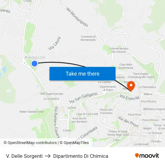 Springs Street to Chemistry Department map