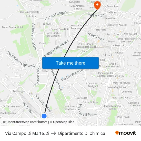 Via Campo Di Marte, 2i to Dipartimento Di Chimica map