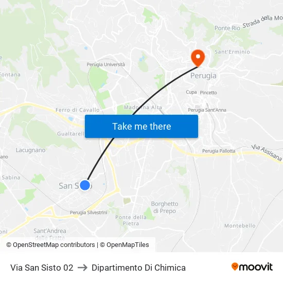 Via San Sisto 02 to Dipartimento Di Chimica map
