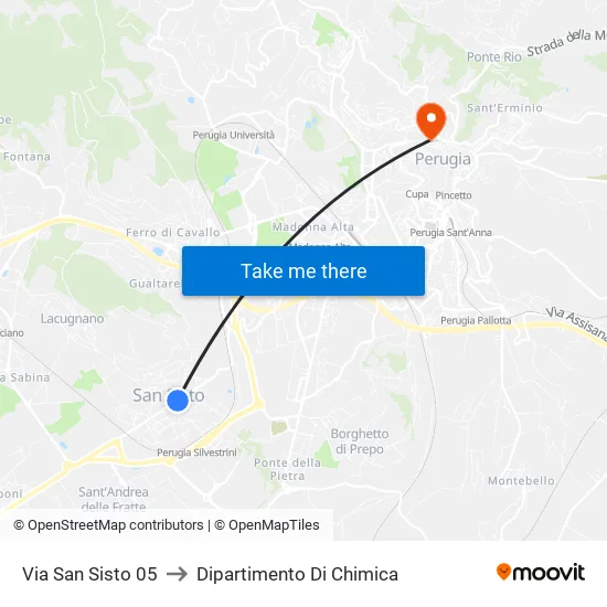 Via San Sisto 05 to Dipartimento Di Chimica map