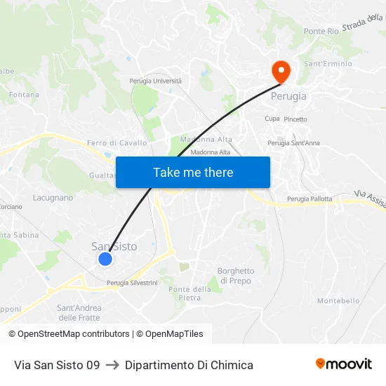 Via San Sisto 09 to Dipartimento Di Chimica map