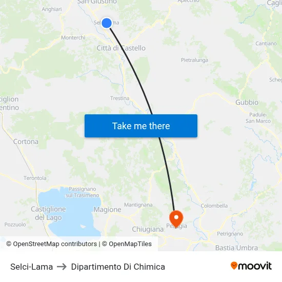 Selci-Lama to Dipartimento Di Chimica map