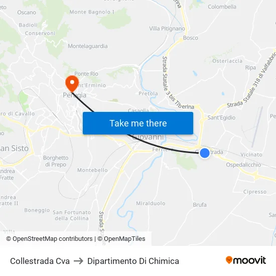 Collestrada CVA to Chemistry Department map