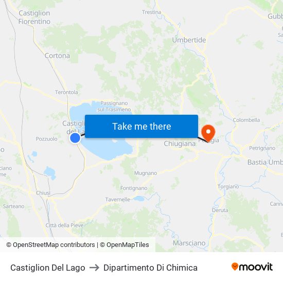 Castiglion Del Lago to Dipartimento Di Chimica map
