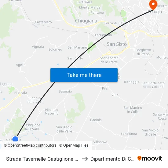 Tavernelle-Castiglione Della Valle Road to Chemistry Department map