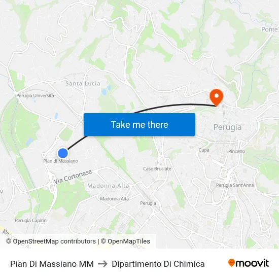 Pian Di Massiano MM to Chemistry Department map