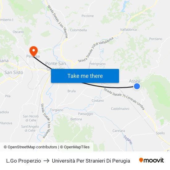 L.Go Properzio to Università Per Stranieri Di Perugia map