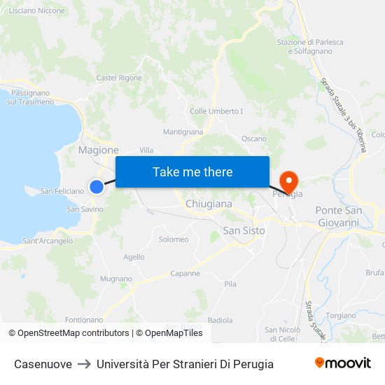 Casenuove to Università Per Stranieri Di Perugia map