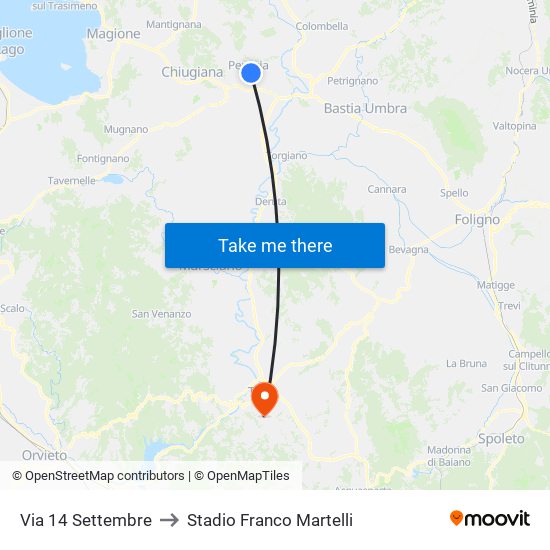 Via 14 Settembre to Stadio Franco Martelli map