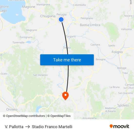 V. Pallotta to Stadio Franco Martelli map