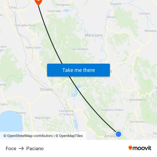 Foce to Paciano map