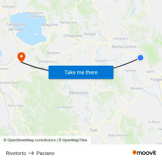 Rivotorto to Paciano map