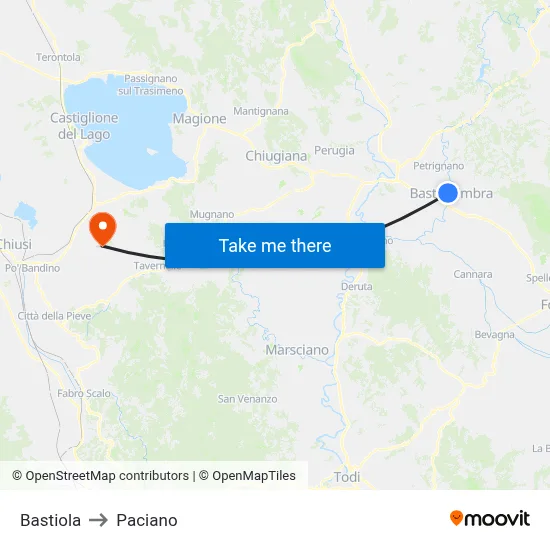 Bastiola to Paciano map